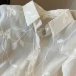 Camisa de chiffón bordada