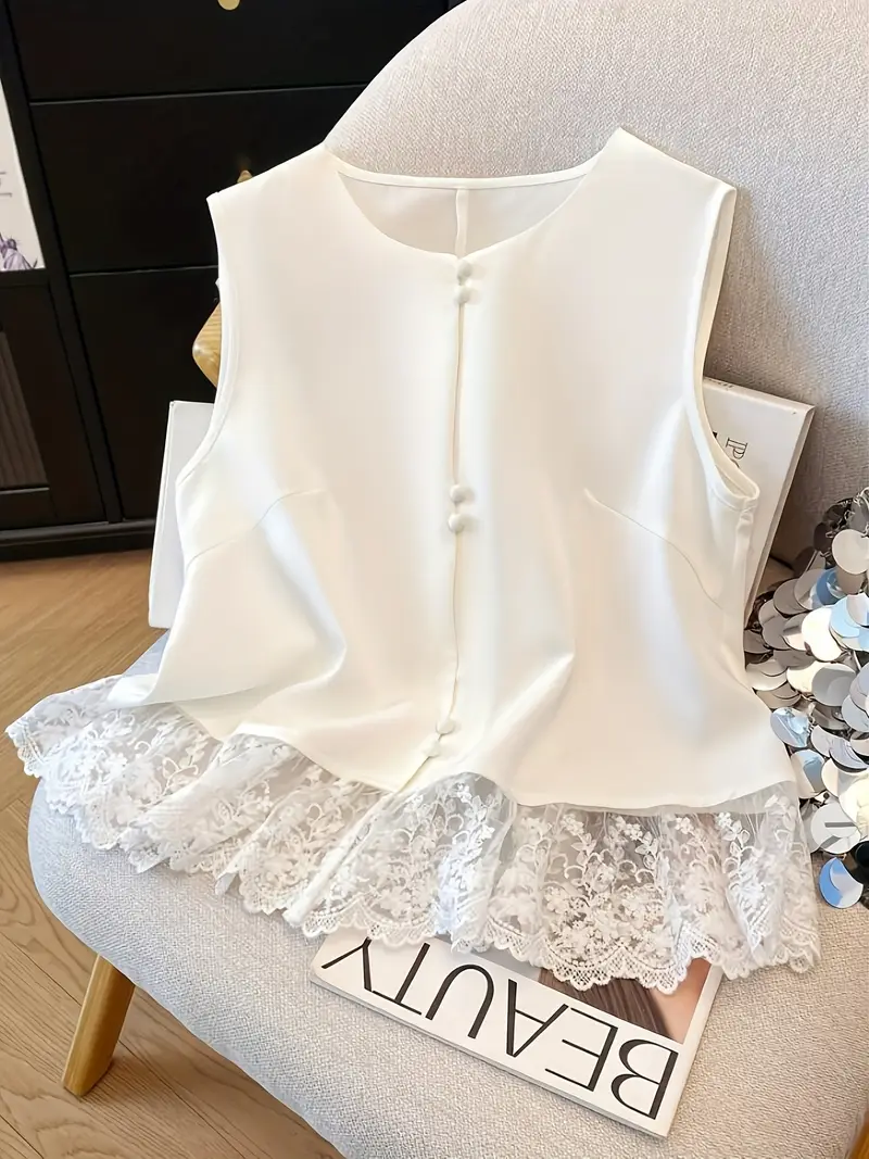 ce25710a-859b-4c4e-ac5e-a570f4e24683.webp Blusa elegante con en encaje semi transparente - Imagen 1